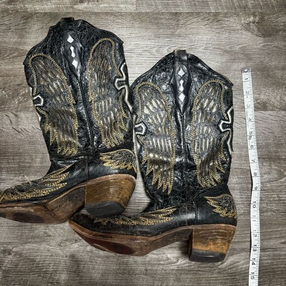 CORRAL WOMEN'S SEQUIN WING & CROSS INLAY WESTERN BOOTS Size 9.5 - Picture 2 of 10